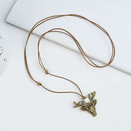 Boho Alloy Pendant Adjustable Cord Necklaces for Women WG6DA09-02-1