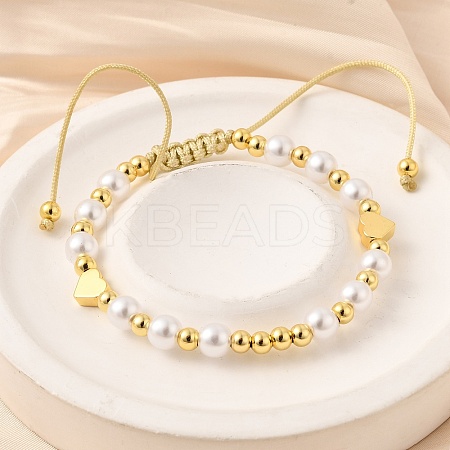 ABS Imitation Pearl Beads Braided Bead Bracelets for Women BJEW-D317-09B-G-1