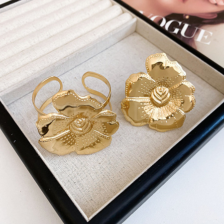 Iron Open Cuff Bangle & Ring Set for Women WG478CE-01-1