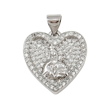 Brass Micro Pave Cubic Zirconia Pendants KK-P323-11B-P01-1