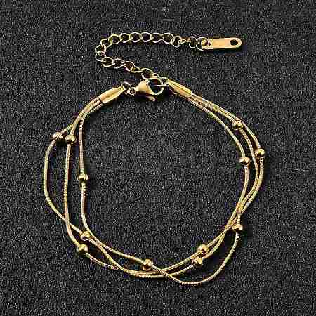 304 Stainless Steel Satellite Chains Multi-strand Bracelets for Women BJEW-V012-05G-1