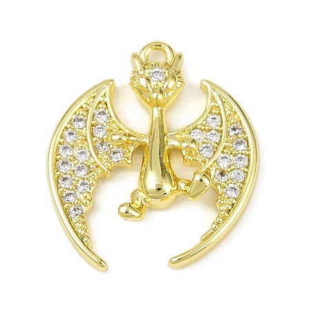 Brass Micro Pave Clear Cubic Zirconia Pendants X-KK-L238-04G-1
