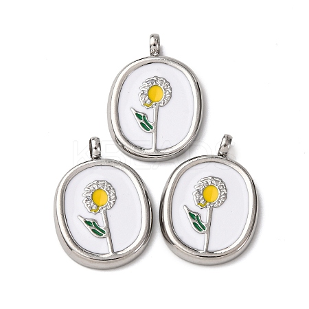 304 Stainless Steel Enamel Pendants STAS-P406-23P-1