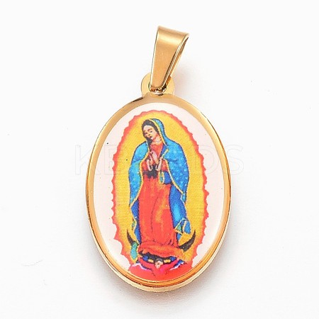 304 Stainless Steel Lady of Guadalupe Pendants X-STAS-F165-33G-1
