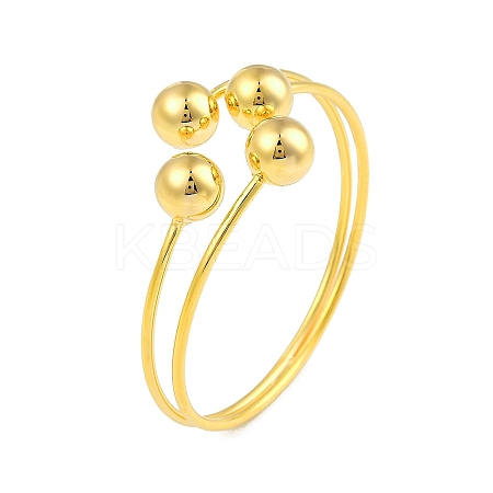 Round Brass Open Cuff Torque Bangles for Women BJEW-Z074-03G-1
