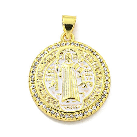 Rack Plating Brass Micro Pave Cubic Zirconia Pendants KK-B091-22G-04-1