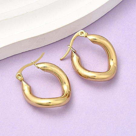 Oval 201 Stainless Steel Hoop Earrings EJEW-Z151-05G-1