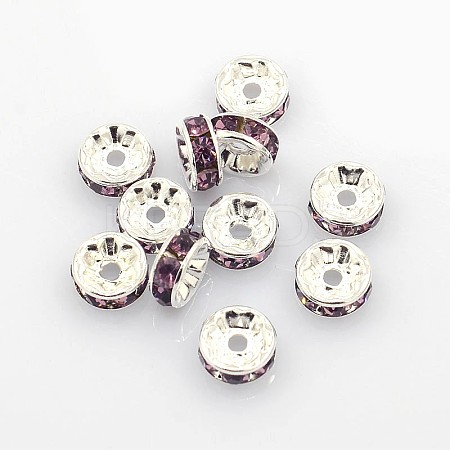 Brass Grade A Rhinestone Spacer Beads RSB034NF-16-1