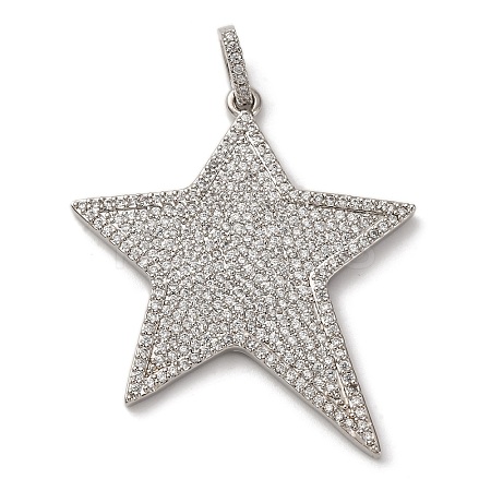 Brass Micro Pave Cubic Zirconia Pendants KK-U076-09P-1