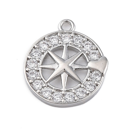Brass Micro Pave Cubic Zirconia Pendants KK-P289-05P-1