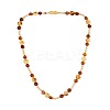 Natural Amber Flat Round and Round Beaded Necklaces NJEW-T019-11-2