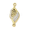 304 Stainless Steel Crystal Rhinestone Leaf Connector Charms STAS-V003-06G-1