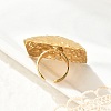 Textured Square 304 Stainless Steel Open Cuff Rings for Women RJEW-U039-04G-3
