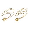 Bohemian Styles 304 Stainless Steel Starfish and Shell Shape Pendant Double Layer Necklaces for Women LS-NJEW-F343-01G-4