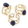 Oval Natural Lapis Lazuli Finger Rings RJEW-Z057-11G-03-4