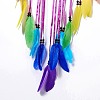 Native Style Iron Ring Woven Net/Web with Feather Wall Hanging Decoration LS-HJEW-A001-09-3