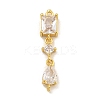 Rack Plating Brass Clear Cubic Zirconia Rectangle & Rhombus & Teardrop Connector Charms KK-C074-20G-1