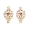 Brass Pave Clear and Orange Red Cubic Zirconia Connector Charms KK-N284-03G-1