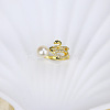 Natural Freshwater Pearl with Clear Cubic Zirconia Cuff Rings WGACE42-15-1