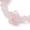 Natural Rose Quartz Round Beaded Charm Bracelets BJEW-TA00615-03-4