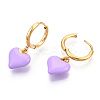 Ion Plating(IP) Enamel Heart Dangle Hoop Earrings EJEW-T018-01C-1
