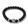 Synthetic Black Stone Round Beaded Stretch Bracelets BJEW-F479-01P-1