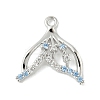 Brass Pave Light Sky Blue and Clear Cubic Zirconia Sea Animal Connector Charms LS-KK-M326-07B-P-1