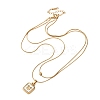 304 Stainless Steel with Natural White Shell Square Disc Pendant Double Layer Necklaces NJEW-K300-06A-G-2