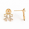 Brass Micro Pave Clear Cubic Zirconia Earring Findings KK-S356-256-NF-3