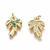 Brass Micro Pave Green Cubic Zirconia Charms X-ZIRC-O035-14G-2