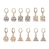 6 Pairs 6 Styles Square & Triangle & Flat Round Alloy Enamel Dangle Leverback Earrings EJEW-JE05239-1