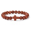 Synthetic Goldstone Round Beads Stretch Bracelets YG0612-18-1
