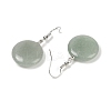 Natural Green Aventurine Flat Round Dangle Earrings EJEW-D188-03P-03-3