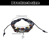 1Pc Leater Braided Multi-strand Bracelet with Alloy Musical Note Charms MUSI-LP0001-01B-2