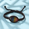 Adjustable Oval Chakra Natural Gemstone Braided Bead Bracelets BJEW-H626-02-06-2