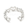 Non-Tarnish 304 Stainless Steel Heart Wrap Open Cuff Ring RJEW-C040-01P-3