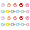 22Pcs 11 Colors Cat Paw Print Food Grade Eco-Friendly Silicone Focal Beads SIL-CJ0001-34-1