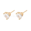 Heart Brass Pave Cubic Zirconia Stud Earrings for Women EJEW-G428-29B-02-4