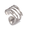 Non-Tarnish 304 Stainless Steel Hollow Out Open Cuff Rings for Women RJEW-G285-20P-1