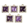 Natural Mixed Gemstone Faceted Square Charms G-I375-06G-2