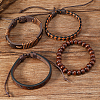 4Pcs 4 Styles PU Imitation Leather Braided Bracelets Sets BJEW-CL0001-13C-4