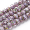 Handmade Gold Sand Lampwork Beads Strands LAMP-R141-8mm-08-1