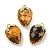 Natural Tiger Eye Faceted Pendants G-M431-06G-11-1