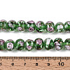 Handmade Lampwork Inner Flower Rondelle Beads Strands LAMP-T022-24G-4