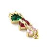 Brass Colorful Cubic Zirconia 3 Heart Connector Charms KK-D325-02G-2