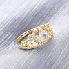 Brass Micro Pave Clear Cubic Zirconia Cuff Rings for Women RJEW-U047-37B-G-1