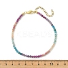 Natural Rhodonite & Amethyst & Apatite & Ruby & Sunstone Faceted Round Beaded Anklets for Women AJEW-AN00811-4