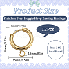 12Pcs 201 Stainless Steel Huggie Hoop Earring Findings STAS-SC0007-98G-2