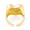 Clear Cubic Zirconia Heart Signet Open Cuff Ring RJEW-I083-13G-3