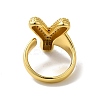 Letter Brass Micro Pave Clear Cubic Zirconia Open Cuff Ring for Women RJEW-N046-03Y-G-3